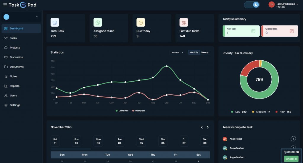 Best Project Management Software for Real Estate Development in India is TaskOPad